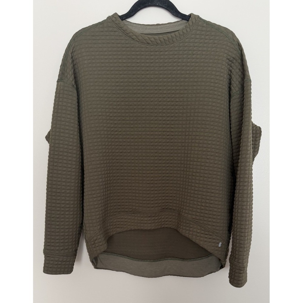 NOBULL Grid Quilted Sweatshirt Olive Green Women's Size Small